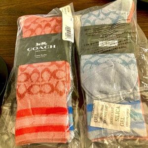 2 Two Pairs of New Coach Socks 1 Pink & 1 Blue Great His n Hers Pack
